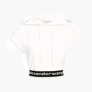 T by Alexanderwang Cropped Corduroy Sleeveless Cropped Hoodie Sweatshirt